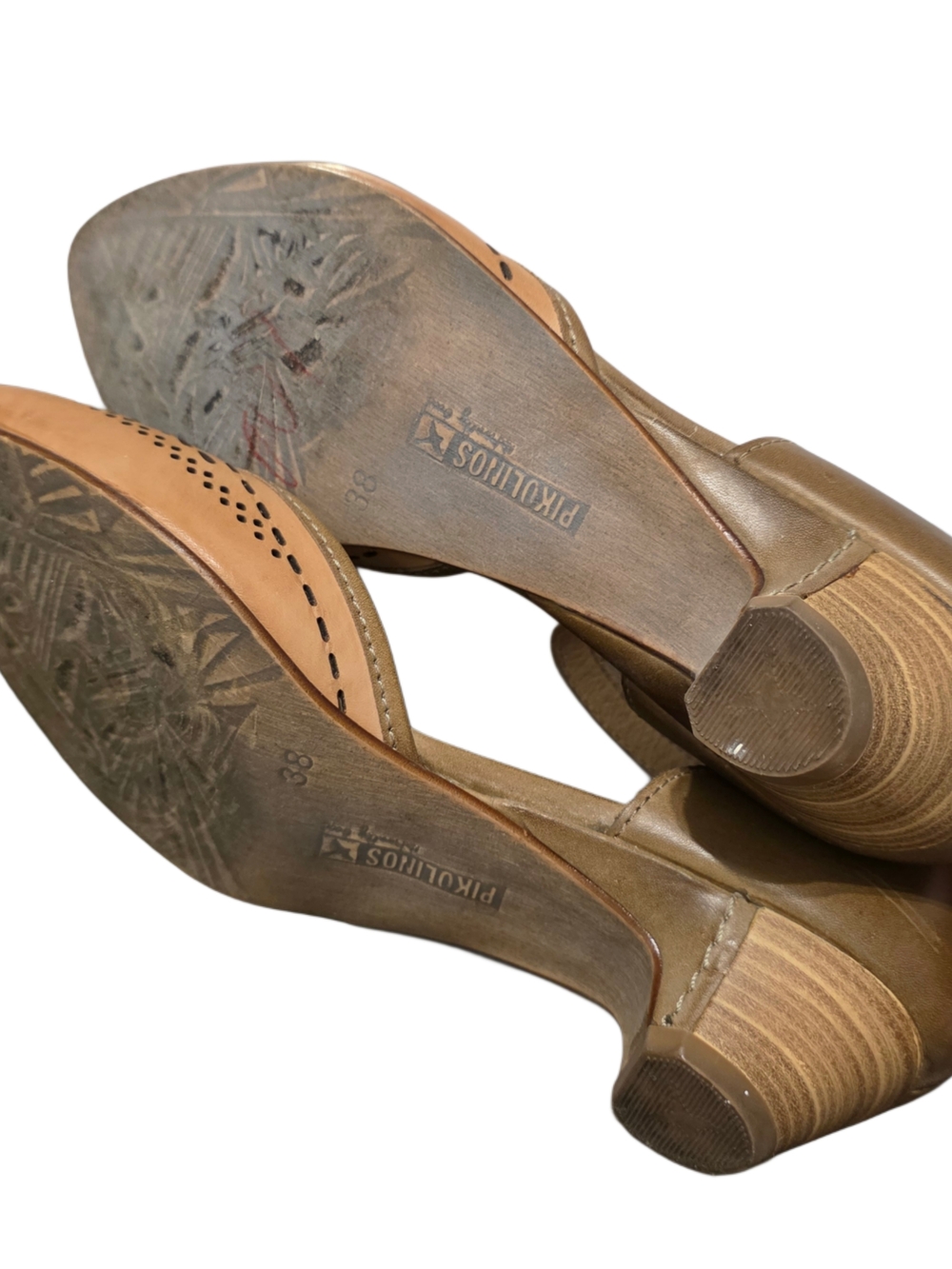 PIKOLINOS Women's Elba Tan Leather Laser-Cut Low Heels - Picture 6 of 8